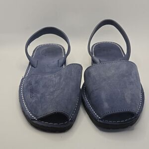 Avarca Pop Flat Blue Leather Menorquina Menorcan Sandal Shoes EU 39 Sz 6.5M / 8W